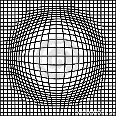 3D circular burst. Convex globe, sphere, orb distort. Inflate design pattern. Radiation, bulge, bloat effect. Radial, radiating Vector Illustration