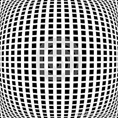 3D circular burst. Convex globe, sphere, orb distort. Inflate design pattern. Radiation, bulge, bloat effect. Radial, radiating Vector Illustration