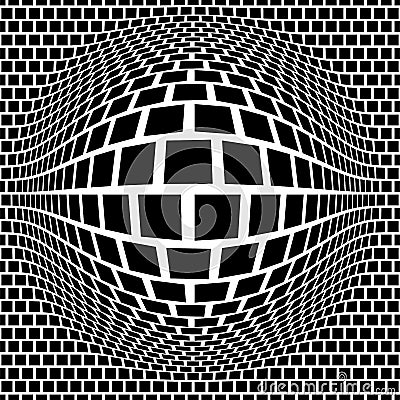 3D circular burst. Convex globe, sphere, orb distort. Inflate design pattern. Radiation, bulge, bloat effect. Radial, radiating Vector Illustration