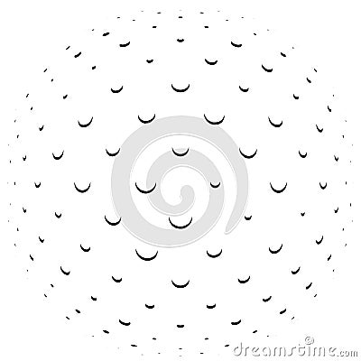 3D circular burst. Convex globe, sphere, orb distort. Inflate design pattern. Radiation, Bulge, Bloat effect. Radial, radiating Vector Illustration