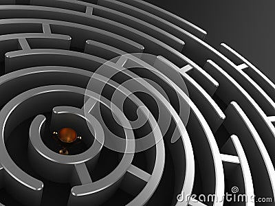 3D Circular maze with prize Stock Photo