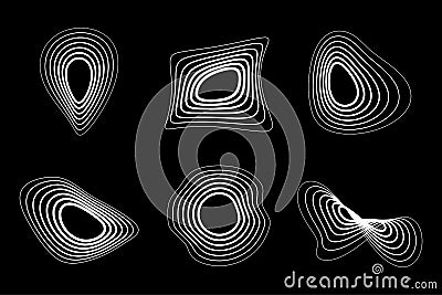 3d circular striped emblem set. Three dimensional stripy shapes. Logo design. Location icon. Map pointer. Vector Vector Illustration