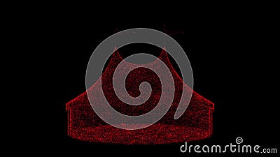 3D circus tent with flags on black background. Object consisting of red flickering particles. Science historical concept Stock Photo