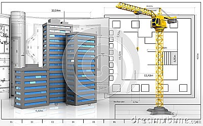 3d of city buildings Cartoon Illustration