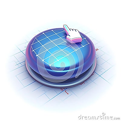 3D click Blank Button with pointer clicking icon isolated on a white background Stock Photo