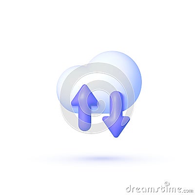 3d clouds arrow for concept design. Technology security. Cloud computing. Business icon. 3d vector icon. Data storage Vector Illustration