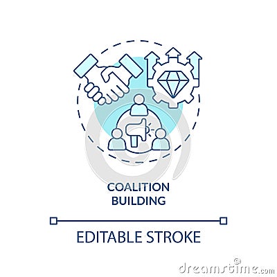 2D coalition building blue icon concept Vector Illustration