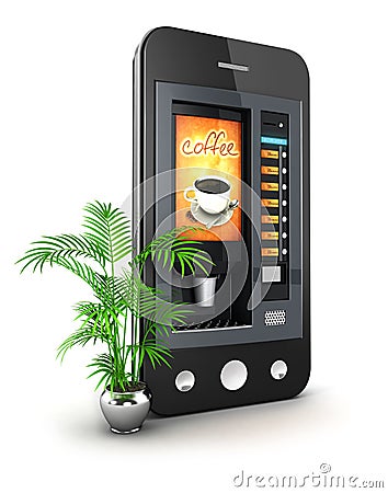 3d coffee machine smartphone Stock Photo