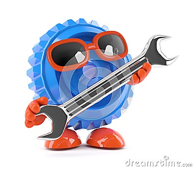 3d Cog with a spanner Stock Photo