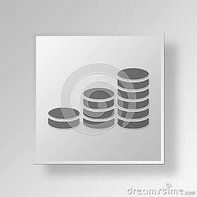 3D Coins icon Business Concept Stock Photo