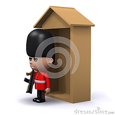3d Coldstream Guard at attention outside sentry box Stock Photo