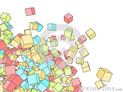 3D color cubes sketch Stock Photo