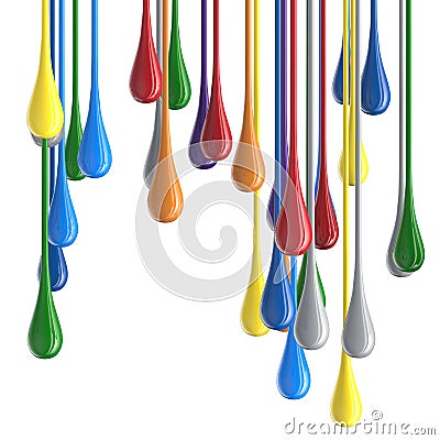 3D color glossy paint drop blobs Stock Photo
