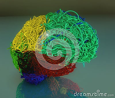 3d colored brain illustration Cartoon Illustration