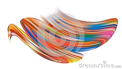 3D Colorful abstract twisted fluide shape paint Vector Illustration