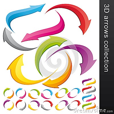 3d Colorful arrow collection. Vector Illustration