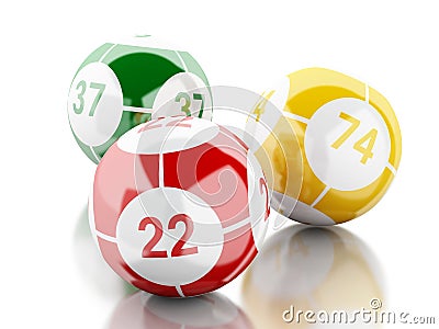 3d Colorful bingo balls against white background. Stock Photo