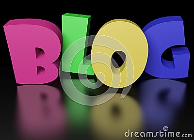 3D Colorful Blog Text Cartoon Illustration