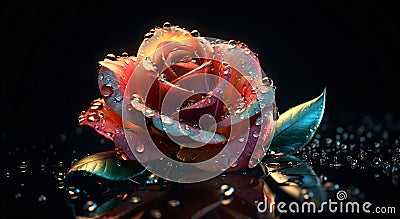 3d colorful flower on black background. for canvas print interior wall decor Stock Photo