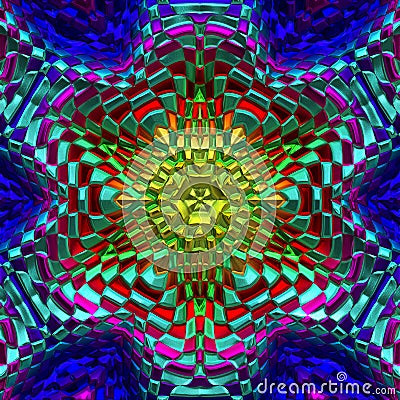 3d colorful metallic surface hexagonal pattern Stock Photo