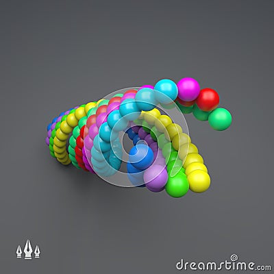 3d Colorful Spheres Composition. Vector Template. Vector Illustration