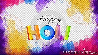 3D colorful text holi on color splash transparent background. Stock Photo