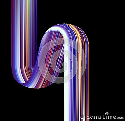 3D Colorful Zigzag rRbbon Folded Twice Over the Sheet. Abstract twisted fluide flow. Trendy liquid design Vector Illustration