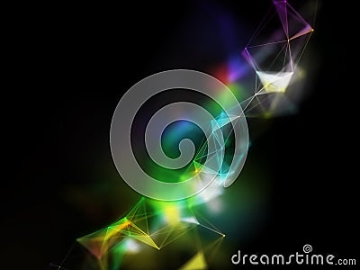 3D colourful low poly plexus design, network communications Stock Photo