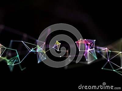 3D colourful low poly plexus design with shallow depth of field Stock Photo