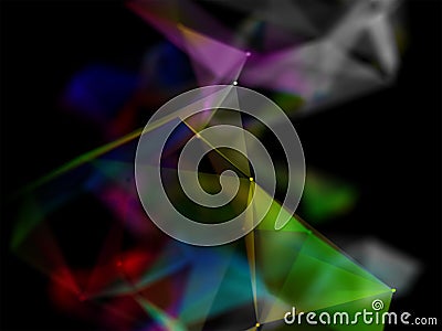 3D colourful technology background with low poly plexus design Stock Photo