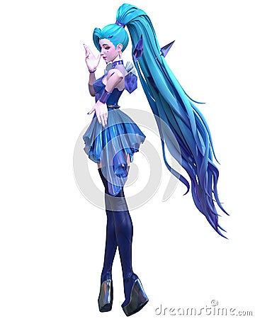 3D comics cosplay anime girl Cartoon Illustration