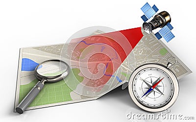 3d compass Cartoon Illustration