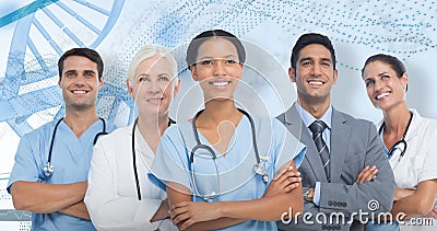 3D Composite image of confident medical team looking away Stock Photo