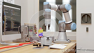 3D computer Generated image: COBOT in LAB Stock Photo
