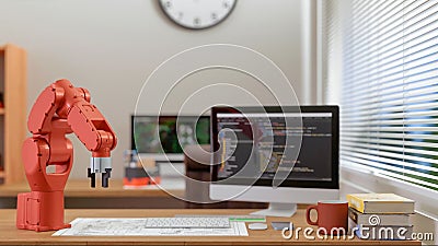 3D computer Generated image: Robot in LAB Stock Photo