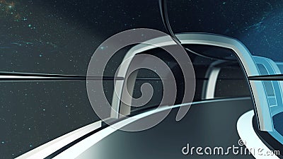 3D Computer generated trip in the tunnel of the spaceship, 3D illustration Stock Photo