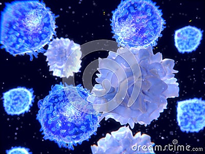 T-lymphocytes interacting antigen presenting cells APCs in the Cartoon Illustration