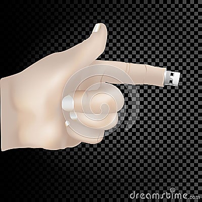 3d concept grows from the finger stick on a transparent background. Vector Illustration