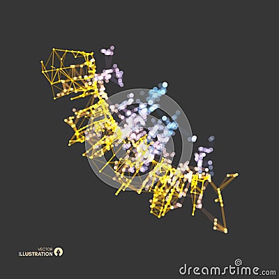 3d connection structure. Virtual abstract background with particles. Futuristic technology style. Vector illustration for science. Vector Illustration