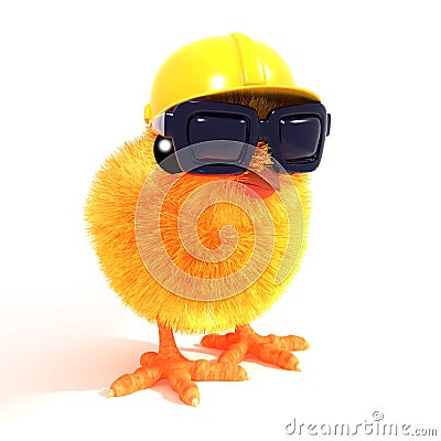 3d Construction chick in sunglasses Stock Photo