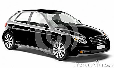 3D Contemporary Shiny Black car Stock Photo