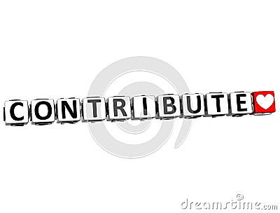 3D Contribute Button Click Here Block Text Stock Photo