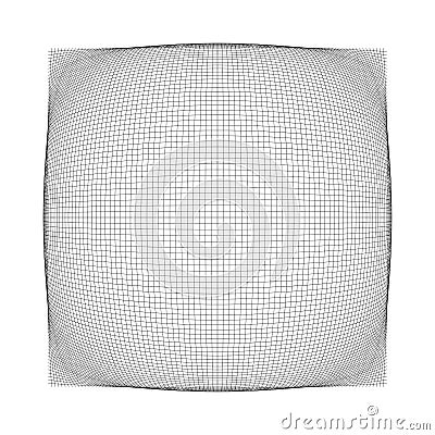 3D convex spherical, globe, orb protrude distortion, deformation on lines grid, mesh. Bulge, bloat, inflate sphere. Bulb, bump or Vector Illustration