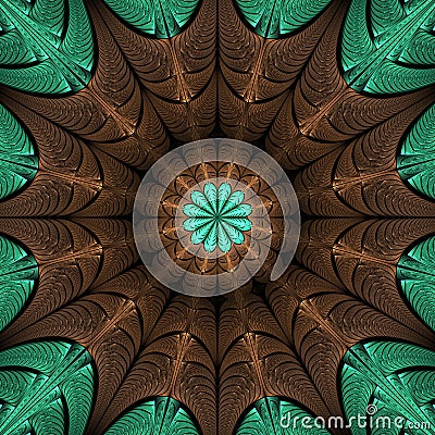 3d copper green polygonal fractal pattern Stock Photo