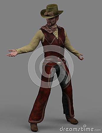 3D Cowboy with hat Stock Photo