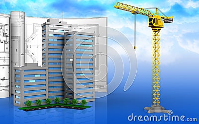 3d of crane Cartoon Illustration