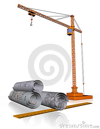 3d crane Cartoon Illustration