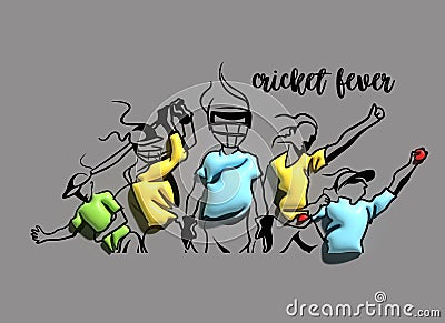 3D Cricket Fever Lettering Typographical Background Stock Photo