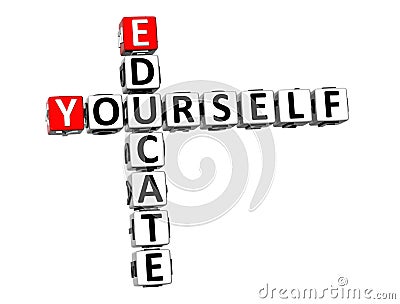 3D Crossword Educate Yourself on white background Stock Photo