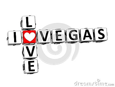 3D Crossword I love Vegas on white background Stock Photo